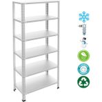 Rafburada 6 Katlı Duble Paslanmaz Krom Raf - Inox Soğuk Oda Rafı, Buzhane Rafı - 59x93 cm-200 cm-1.00 mm - Gri