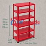 Rafburada 6 Katlı Renkli Dekoratif Çelik Raf - Çiçeklik Rafı, Ofis Rafı 0,70 mm KIRMIZI-31X60 CM-100 cm - Kırmızı