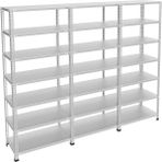 Rafburada 7 Katlı 3'lü Galvaniz Çelik Raf - Depo, Arşiv, Kiler, Dosya, Market Rafı - 43x93 cm-200 cm-1.00 mm