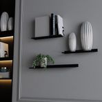 Rafburada®3'lü Siyah Dekoratif Metal Duvar Rafı, Kitaplık
