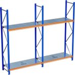 Raffar 2 Katlı 2li Bitişik Endüstriyel Depo Raf Sistemi – Hafif Yük Rafı - Çok Renkli - 40x180xH250CM