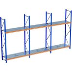 Raffar 2 Katlı 3li Bitişik Endüstriyel Depo Raf Sistemi – Hafif Yük Rafı - Çok Renkli - 80x540xH250CM