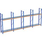 Raffar 2 Katlı 5li Bitişik Endüstriyel Depo Raf Sistemi – Hafif Yük Rafı - Çok Renkli - 40x600xH250CM