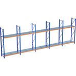 Raffar 2 Katlı 5li Bitişik Endüstriyel Depo Raf Sistemi – Hafif Yük Rafı - Çok Renkli - 40x900xH200CM