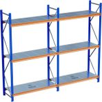 Raffar 3 Katlı 2li Bitişik Endüstriyel Depo Raf Sistemi – Hafif Yük Rafı - Çok Renkli - 80x300xH200CM