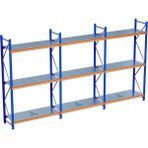 Raffar 3 Katlı 3li Bitişik Endüstriyel Depo Raf Sistemi – Hafif Yük Rafı - Çok Renkli - 80x540xH250CM