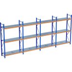 Raffar 3 Katlı 4li Bitişik Endüstriyel Depo Raf Sistemi – Hafif Yük Rafı - Çok Renkli - 80x720xH200CM