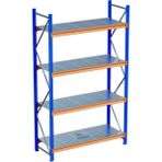 Raffar 4 Katlı Endüstriyel Depo Raf Sistemi – Hafif Yük Rafı - Çok Renkli - 40x150xH250CM