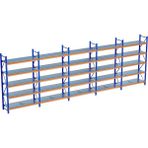 Raffar 5 Katlı 5li Bitişik Endüstriyel Depo Raf Sistemi – Hafif Yük Rafı - Çok Renkli - 80x750xH250CM