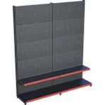Raffar Antrasit Metal 2'li Birleşik 2 Katlı Market Raf Sistemi | Market Rafı | G180CM Yükseklik H220 Cm| - Kırmızı - ölçü