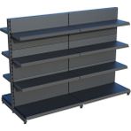 Raffar Antrasit Metal Çift Yönlü Orta Reyon 4 Katlı 2'li Birleşik Market Raf Sistemi | Market Rafı | G180CM Yükseklik H140 Cm| - Siyah - ölçü