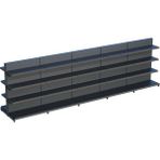 Raffar Antrasit Metal Çift Yönlü Orta Reyon 4 Katlı 5'li Birleşik Market Raf Sistemi | Market Rafı | G450CM Yükseklik H140 Cm| - Siyah - ölçü