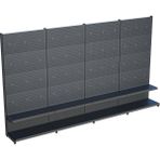 Raffar Antrasit Renk Metal 4'lü Birleşik 2 Katlı Market Raf Sistemi | Market Rafı | G360 Cmyükseklik H220 Cm| - Siyah - ölçü