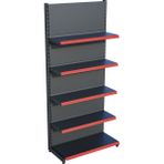 Raffar Antrasit Siyah Renk Metal 5 Katlı Market Raf Sistemi | Market Rafı | G90CM Yükseklik H220 Cm| - Kırmızı - ölçü