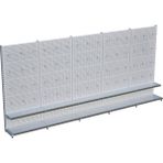 Raffar Beyaz Delikli Metal 5li Birleşik 2 Katlı Market Raf Sistemi | Hırdavat Rafı | G450CM Yükseklik H220 Cm| - Siyah - ölçü
