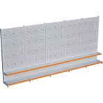 Raffar Beyaz Delikli Metal 5li Birleşik 2 Katlı Market Raf Sistemi | Hırdavat Rafı | G450CM Yükseklik H220 Cm| - Turuncu - ölçü