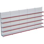 Raffar Beyaz Metal 5 Katlı 5'li Birleşik Katlı Market Raf Sistemi | Market Rafı | G450CM Yükseklik H220 Cm| - Kırmızı - ölçü