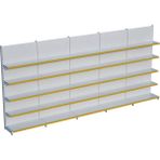 Raffar Beyaz Metal 5 Katlı 5'li Birleşik Katlı Market Raf Sistemi | Market Rafı | G450CM Yükseklik H220 Cm| - Sarı - ölçü