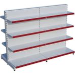 Raffar Beyaz Metal Çift Yönlü Orta Reyon 4 Katlı 2'li Birleşik Market Raf Sistemi | Market Rafı | G180CM Yükseklik H140 Cm| - Kırmızı - ölçü