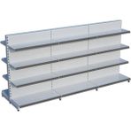 Raffar Beyaz Metal Çift Yönlü Orta Reyon 4 Katlı 3'li Birleşik Market Raf Sistemi | Market Rafı | G270CM Yükseklik H140 Cm| - Siyah - ölçü