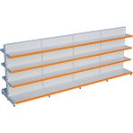 Raffar Beyaz Metal Çift Yönlü Orta Reyon 4 Katlı 4'li Birleşik Market Raf Sistemi | Market Rafı | G360CM Yükseklik H140 Cm| - Siyah - ölçü