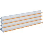 Raffar Beyaz Metal Çift Yönlü Orta Reyon 4 Katlı 5'li Birleşik Market Raf Sistemi | Market Rafı | G450CM Yükseklik H140 Cm| - Turuncu - ölçü