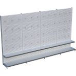 Raffar Beyaz Renk Metal 4'lü Birleşik 2 Katlı Market Raf Sistemi | Market Rafı | G360CM Yükseklik H220 Cm| - Siyah - ölçü