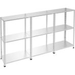 Raffar Galvaniz 3 Katlı 3lü Birleşik Arşiv Raf Sistemi - Çelik Raf - Metal Raf - Gri - 43x225xH200CM