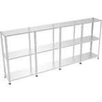 Raffar Galvaniz 3 Katlı 4lü Birleşik Arşiv Raf Sistemi - Çelik Raf - Metal Raf - Gri - 43x240xH200CM
