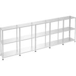 Raffar Galvaniz 3 Katlı 5li Birleşik Arşiv Raf Sistemi - Çelik Raf - Metal Raf - Gri - 31x375xH200CM