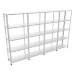 Raffar Galvaniz 5 Katlı 4lü Birleşik Arşiv Raf Sistemi - Çelik Raf - Metal Raf - Gri - 43x300xH200CM