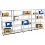 Raffar Galvaniz 5 Katlı 5li Birleşik Arşiv Raf Sistemi - Çelik Raf - Metal Raf - Gri - 43x375xH250CM