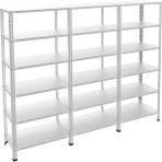Raffar Galvaniz 6 Katlı 3lü Birleşik Arşiv Raf Sistemi - Çelik Raf - Metal Raf - Gri - 43x180xH200CM