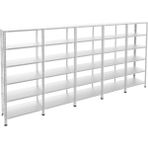 Raffar Galvaniz 6 Katlı 5li Birleşik Arşiv Raf Sistemi - Çelik Raf - Metal Raf - Gri - 31x465xH200CM
