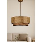 Raffora Tekli Sarkıt Avize | 30x55 cm | 51-60 cm Yükseklik | Hasır Malzeme | E27 Uyumlu | Enerji Verimli | Modern Minimal Tasarım | CE Sertifikalı (Hasır-Kahve)