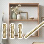 Raflar için korkuluk, 4 adet pirinç korkuluk seti, çok yönlü dekoratif çubuk, banyo, kitapçı, şarap, dolap – 71 cm korkuluk