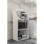 Raflı Mutfak Dolabı,3 Bölme Mikrodalga Dolabı,ergonomik Mutfak TEZGAHI,115CM - Beyaz