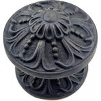 Raftan Topla Antika Tarz Dekoratif Pirinç Çiçekli Kapı Tokmağı - 80 mm Çap, Oksit