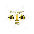 Rafya İpli 1 Yaş Gold Folyo Balon İyiki Doğdun Yazılı Banner Balon Set Doğum Günü