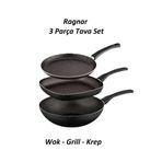Ragnar 3 Parça Tava Seti - Wok Grill Krep Tavası 3'Lü Çeyiz Mutfak Seti