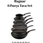 Ragnar 6 Parça Tava Seti 6 Lı Çeyiz Tava Set Wok, Grill, Krep, Yumurta,Kızartma Ve Sosluk Kaçerola