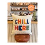 RahanDesign Chill Here Punch Işlemeli Pamuklu Kırlent Yastık Kılıfı - 43*43cm - Punch Işlemeli Yastık Kılıfı
