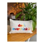 RahanDesign Dont Overthink It Yazılı Punch Işlemeli Kırlent Kılıfı - 30x50cm- Renkli Punch Kırlent Kılıfı