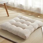 Rahat Beyaz Kadife Koltuk Minderi 43 x 43 cm - Kalın Ters Çevrilebilir Kare Meditasyon Yastığı Balkon Oturma Odası için Yumuşak Zemin Minderi Rahat Sandalye Pedi