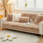 Rahat Faux Kürk Kaymaz Kanepe Örtüsü Yumuşak Shaggy Peluş Kanepe Koruyucu Kalın Bulanık Seksiyonel Kapak Kaki Renk 110x160cm Sıcak Ev Dekorasyonu Oturma Odası için