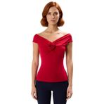 Rahat Fitted Bluz%96 Polyester%4 Elastan Carmen Yaka Zarifane Tasarım_Kırmızı-M