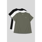Rahat Form 3lü Paket Siyah-Beyaz-Haki Battal Kadın T-Shirt - 97308