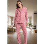 Rahat Kalıp 100% Polyester Polar Pijama Takımı Kış İçin İdeal Kullanım