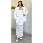 Rahat Kalıp Uzun Kollu Blazer Ceket - Beyaz