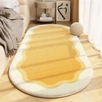 Rahat Sarı Oval Parça Halı Yumuşak Kaymaz Peluş Halı Oturma Odası ve Yatak Odası için Kalın Kısa Tüylü Halı 120x200 cm Ev Dekoru Vurgu